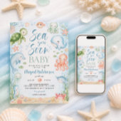Sea You Soon オシャレな海洋テーマのベビーシャワー招待状 招待状