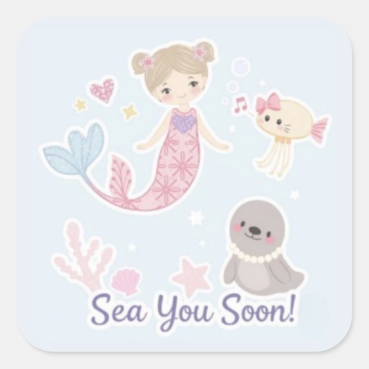 Sea You Soon スクエアステッカー スクエアシール (正面)