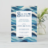 Sea You Soon ベビーシャワーストーリーブックの幻想的な波 招待状 (スタンド正面)
