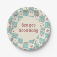 Sea You Soon ベビーシャワーパーティー用紙皿
