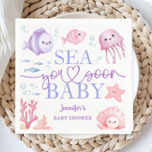 Sea You Soon ベビーシャワー 女の子 ピンクの海洋動物