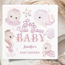 Sea You Soon ベビーシャワー 女の子 ピンクの海 