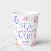 Sea You Soon ベビーシャワー 女の子 ピンク 海の生き物 紙コップ (裏面)