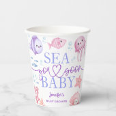 Sea You Soon ベビーシャワー 女の子 ピンク 海の生き物 紙コップ (正面)