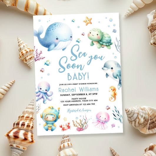 Sea You Soon ベビーシャワー 招待状