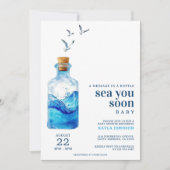 Sea You Soon メッセージインボトル ベビーシャワー 招待状 (正面)