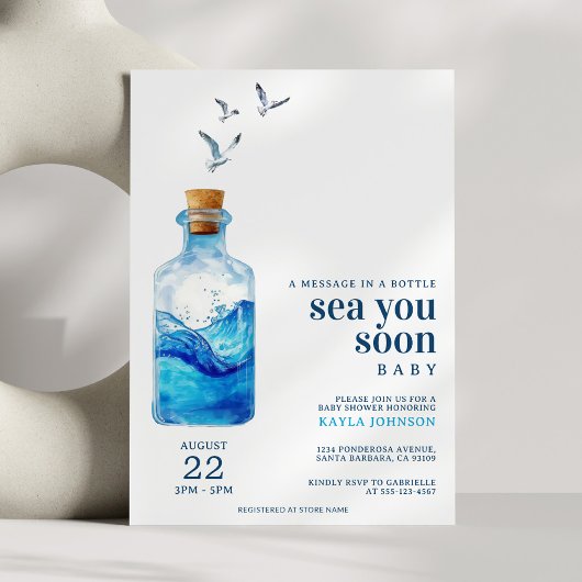 Sea You Soon メッセージインボトル ベビーシャワー 招待状