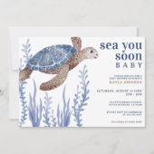 Sea You Soon 水彩の海の中ベビーシャワー 招待状 (正面)