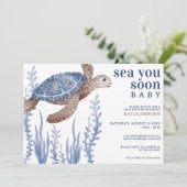 Sea You Soon 水彩の海の中ベビーシャワー 招待状 (スタンド正面)