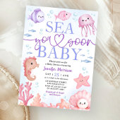 Sea You Soon 海の動物 女の子のベビーシャワー 招待状