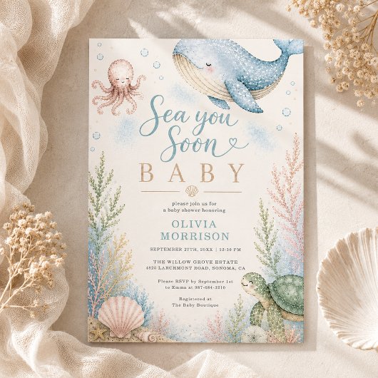 Sea You Soon Babyオーシャンベイビーシャワー 招待状