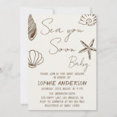 Sea You Soon Baby ボヘミアン海岸ベビーシャワー 招待状 (正面)