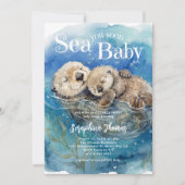 Sea You Soon Baby 水彩カワウソ ベビーシャワー 招待状 (正面)