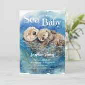 Sea You Soon Baby 水彩カワウソ ベビーシャワー 招待状 (スタンド正面)
