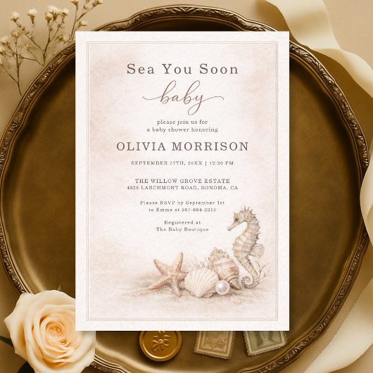 Sea You Soon Baby 海のベビーシャワー 招待状