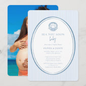 Sea You Soon Baby 海辺のカップルベビーシャワー 招待状 (正面/裏面)