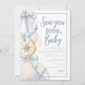 Sea you Soon Baby 海辺のプレッピー赤ちゃんのお披露目会 招待状 (正面)