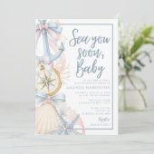 Sea you Soon Baby 海辺のプレッピー赤ちゃんのお披露目会 招待状 (スタンド正面)