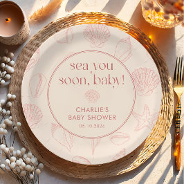 Sea You Soon Baby 海辺のベビーシャワーパーティー用紙皿 ペーパープレート