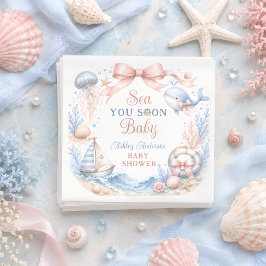 Sea You Soon Baby 海辺のベビーシャワー スタンダードカクテルナプキン