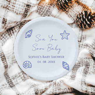 Sea You Soon Baby 海辺のベビーシャワー ペーパープレート