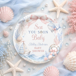 Sea You Soon Baby 海辺のベビーシャワー ペーパープレート