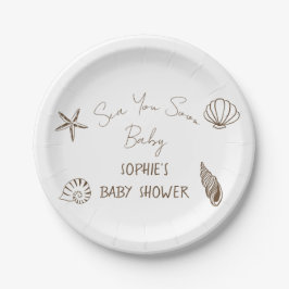 Sea You Soon Baby 海辺のベビーシャワー ペーパープレート