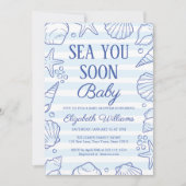 Sea You Soon Baby, 貝殻の海岸ベビーシャワー 招待状 (正面)