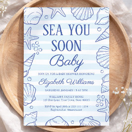 Sea You Soon Baby, 貝殻の海岸ベビーシャワー 招待状