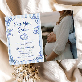 Sea You Soon, Baby 貝殻 ベビーシャワー 写真 招待状