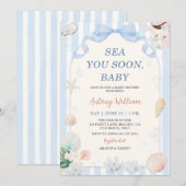 Sea You Soon, Baby 貝殻 ベビーシャワー 招待状 (正面/裏面)