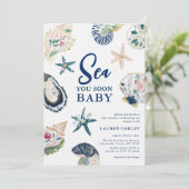 Sea you soon Baby 貝殻 海辺のベビーシャワー 招待状 (スタンド正面)
