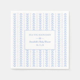 Sea You Soon Baby! Blue Coastal Beach Baby Shower スタンダードカクテルナプキン