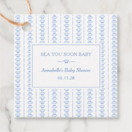 Sea You Soon Baby! Blue Coastal Beach Baby Shower フェイバータグ