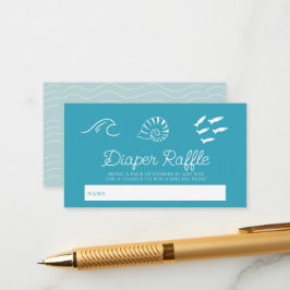 Sea You Soon Baby Blue Diaper Raffle Ticket エンクロージャーカード