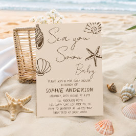 Sea You Soon Baby Boho Coastal Baby Shower  招待状