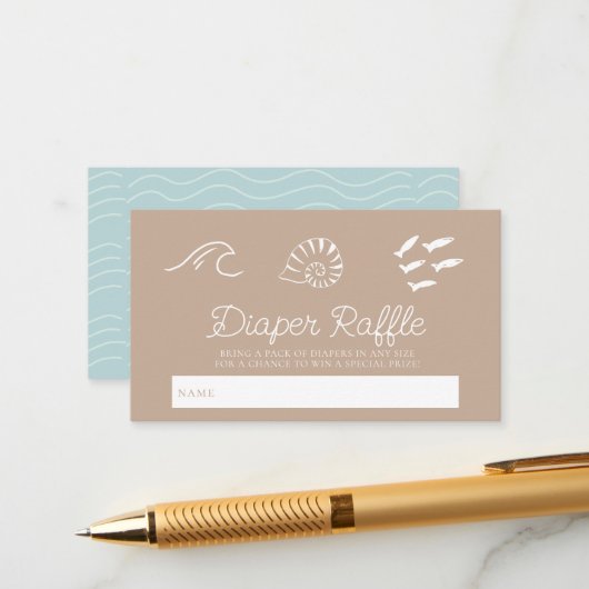 Sea You Soon Baby Brown Diaper Raffle Ticket エンクロージャーカード (正面/裏面インサイチュ)