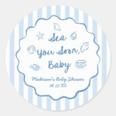 Sea You Soon Baby Coastal Baby Shower ラウンドシール (正面)