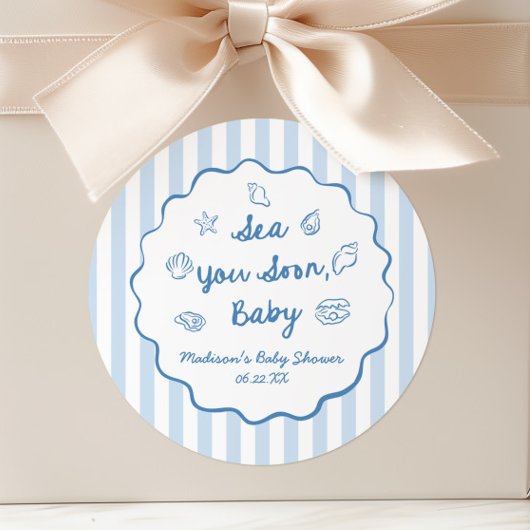Sea You Soon Baby Coastal Baby Shower ラウンドシール