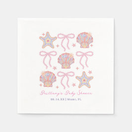 Sea You Soon Baby Girl Coastal Baby Shower  スタンダードカクテルナプキン