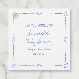Sea You Soon Baby Hand Drawn Seashells Baby Shower フェイバータグ