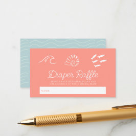 Sea You Soon Baby Pink Diaper Raffle Ticket エンクロージャーカード