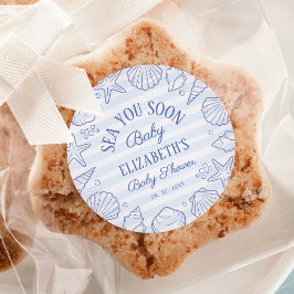 Sea You Soon Baby, Seashell Coastal Baby Shower ラウンドシール