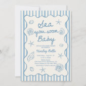 Sea You Soon Baby Seashell Coastal Baby Shower 招待状 (正面)