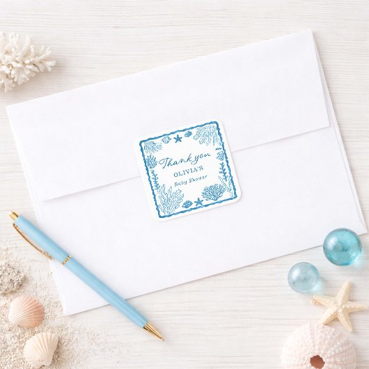 Sea You Soon Baby Shower スクエアシール