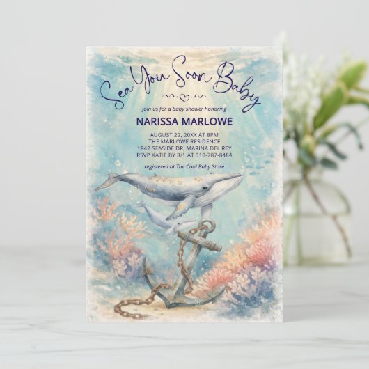 Sea You Soon Baby Shower 招待状 (スタンド正面)