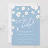 Sea You Soon Baby Shower Blue Coastal 招待状 (正面)
