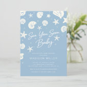 Sea You Soon Baby Shower Blue Coastal 招待状 (スタンド正面)