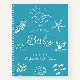 Sea You Soon Baby Shower Blue Guest Book ノートブック