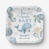 Sea You Soon Baby Shower Boy Blue Ocean ペーパープレート (正面)